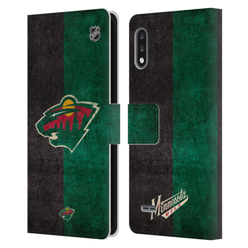 NHL Minnesota Wild Half Distressed Leather Book Wallet Case Cover For LG K22