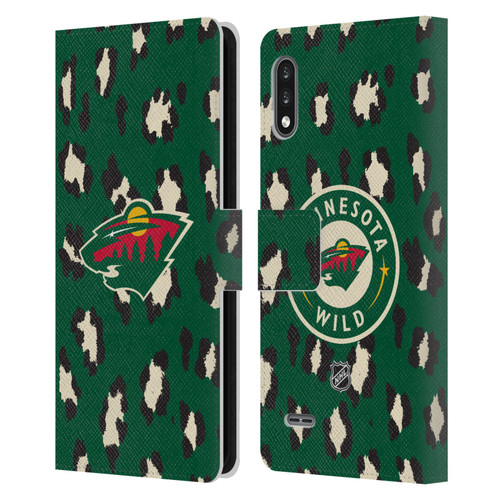 NHL Minnesota Wild Leopard Patten Leather Book Wallet Case Cover For LG K22