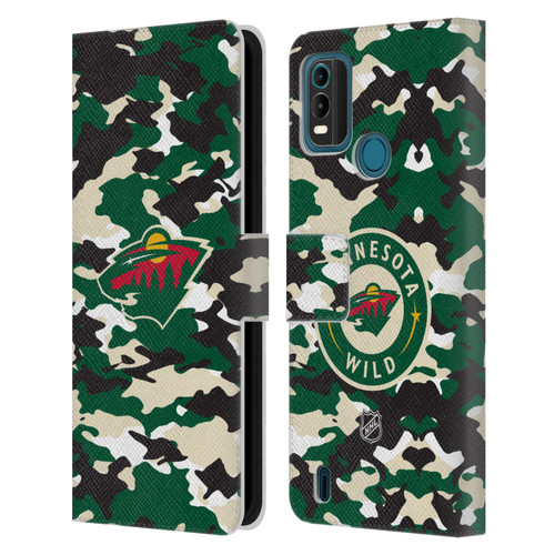 NHL Minnesota Wild Camouflage Leather Book Wallet Case Cover For Nokia G11 Plus