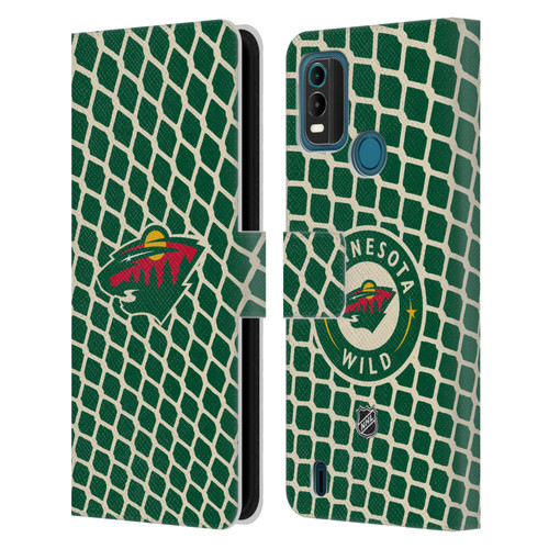 NHL Minnesota Wild Net Pattern Leather Book Wallet Case Cover For Nokia G11 Plus