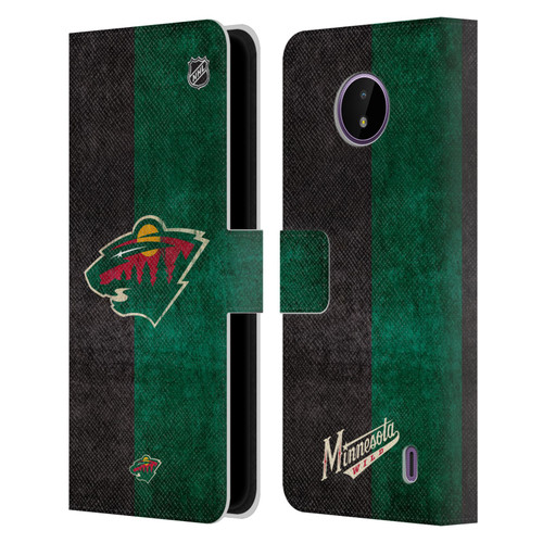 NHL Minnesota Wild Half Distressed Leather Book Wallet Case Cover For Nokia C10 / C20