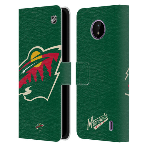 NHL Minnesota Wild Oversized Leather Book Wallet Case Cover For Nokia C10 / C20
