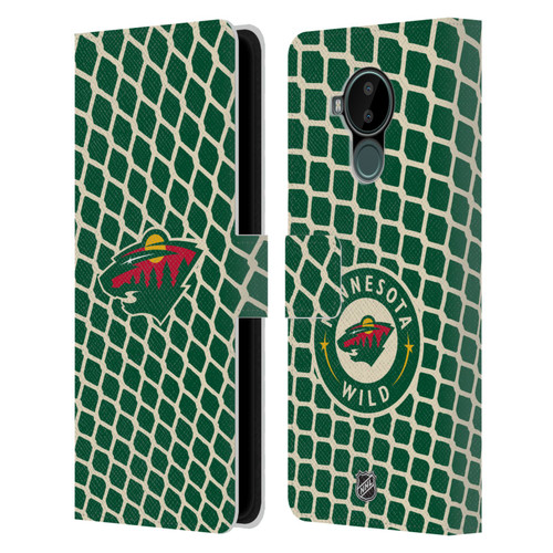 NHL Minnesota Wild Net Pattern Leather Book Wallet Case Cover For Nokia C30