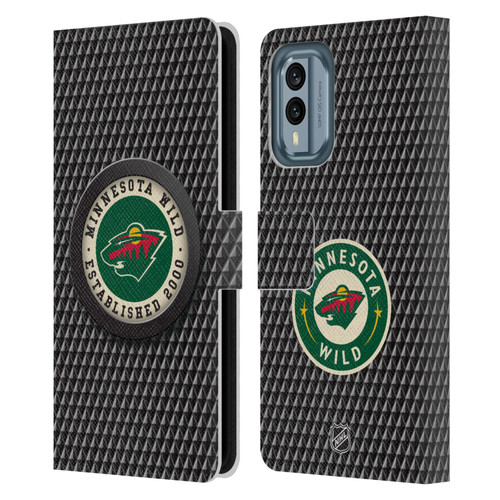 NHL Minnesota Wild Puck Texture Leather Book Wallet Case Cover For Nokia X30