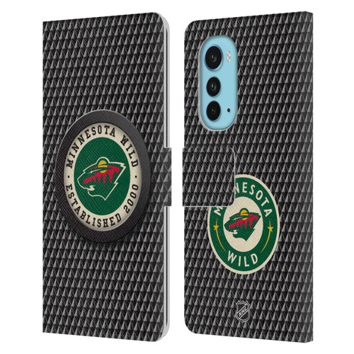 NHL Minnesota Wild Puck Texture Leather Book Wallet Case Cover For Motorola Edge (2022)