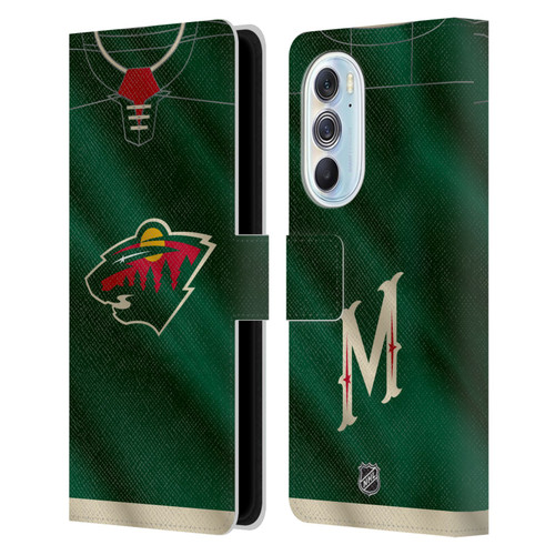 NHL Minnesota Wild Jersey Leather Book Wallet Case Cover For Motorola Edge X30