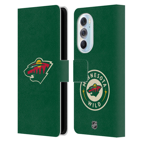 NHL Minnesota Wild Plain Leather Book Wallet Case Cover For Motorola Edge X30