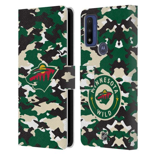 NHL Minnesota Wild Camouflage Leather Book Wallet Case Cover For Motorola G Pure