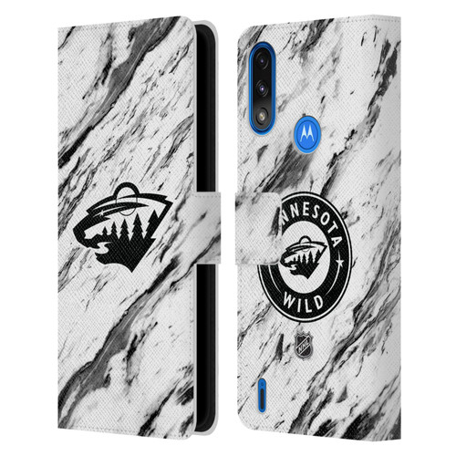 NHL Minnesota Wild Marble Leather Book Wallet Case Cover For Motorola Moto E7 Power / Moto E7i Power