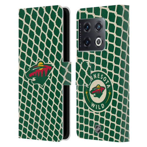 NHL Minnesota Wild Net Pattern Leather Book Wallet Case Cover For OnePlus 10 Pro