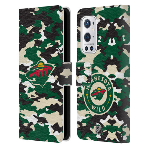 NHL Minnesota Wild Camouflage Leather Book Wallet Case Cover For OnePlus 9 Pro