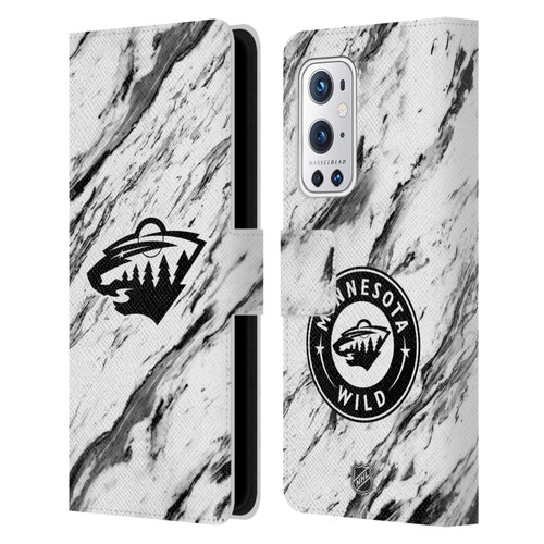 NHL Minnesota Wild Marble Leather Book Wallet Case Cover For OnePlus 9 Pro