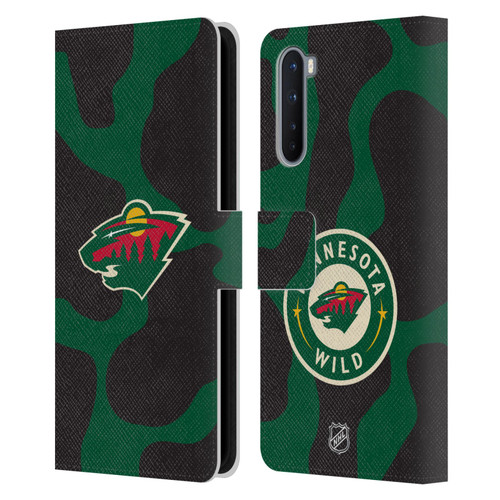 NHL Minnesota Wild Cow Pattern Leather Book Wallet Case Cover For OnePlus Nord 5G