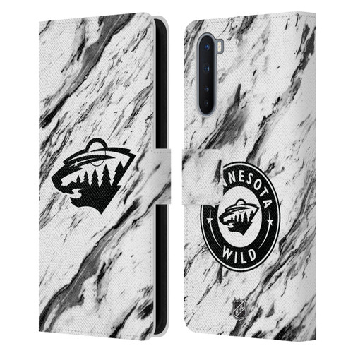 NHL Minnesota Wild Marble Leather Book Wallet Case Cover For OnePlus Nord 5G