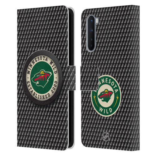 NHL Minnesota Wild Puck Texture Leather Book Wallet Case Cover For OnePlus Nord 5G