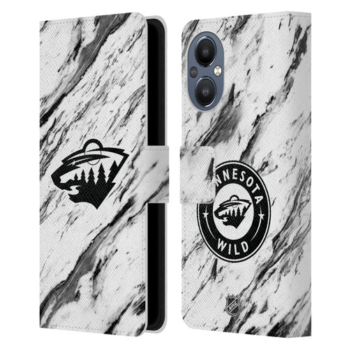 NHL Minnesota Wild Marble Leather Book Wallet Case Cover For OnePlus Nord N20 5G