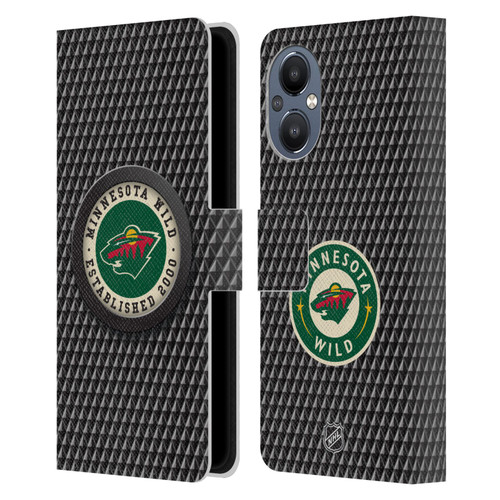 NHL Minnesota Wild Puck Texture Leather Book Wallet Case Cover For OnePlus Nord N20 5G