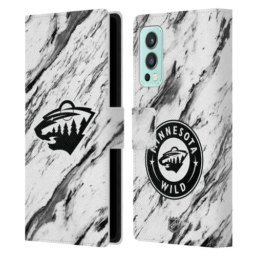 NHL Minnesota Wild Marble Leather Book Wallet Case Cover For OnePlus Nord 2 5G