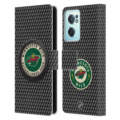 NHL Minnesota Wild Puck Texture Leather Book Wallet Case Cover For OnePlus Nord CE 2 5G