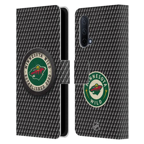 NHL Minnesota Wild Puck Texture Leather Book Wallet Case Cover For OnePlus Nord CE 5G