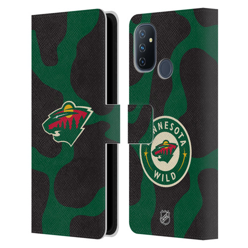 NHL Minnesota Wild Cow Pattern Leather Book Wallet Case Cover For OnePlus Nord N100
