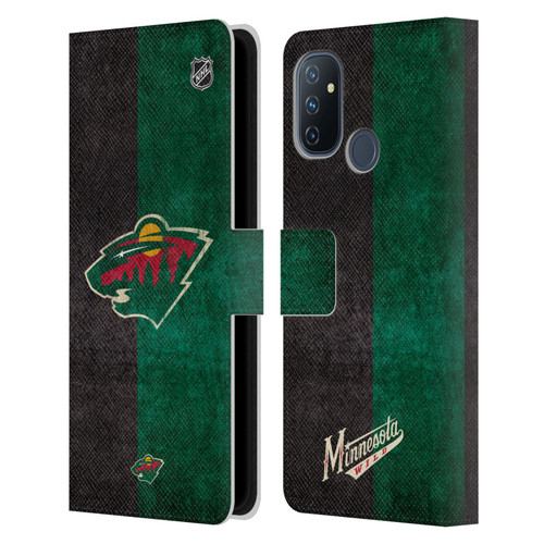 NHL Minnesota Wild Half Distressed Leather Book Wallet Case Cover For OnePlus Nord N100
