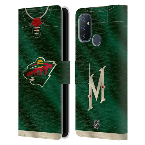 NHL Minnesota Wild Jersey Leather Book Wallet Case Cover For OnePlus Nord N100