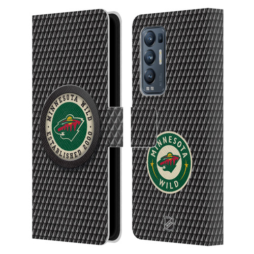 NHL Minnesota Wild Puck Texture Leather Book Wallet Case Cover For OPPO Find X3 Neo / Reno5 Pro+ 5G