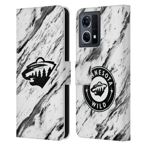 NHL Minnesota Wild Marble Leather Book Wallet Case Cover For OPPO Reno8 4G