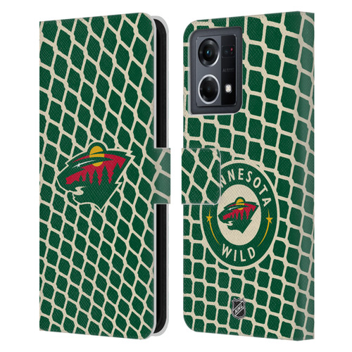 NHL Minnesota Wild Net Pattern Leather Book Wallet Case Cover For OPPO Reno8 4G