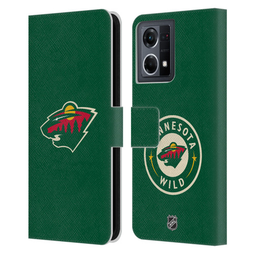 NHL Minnesota Wild Plain Leather Book Wallet Case Cover For OPPO Reno8 4G