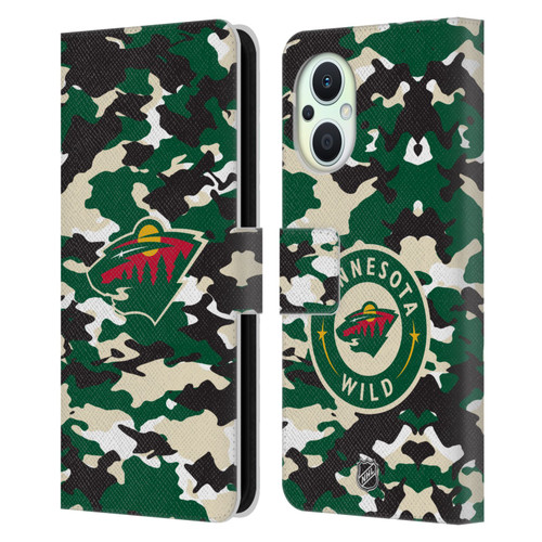 NHL Minnesota Wild Camouflage Leather Book Wallet Case Cover For OPPO Reno8 Lite