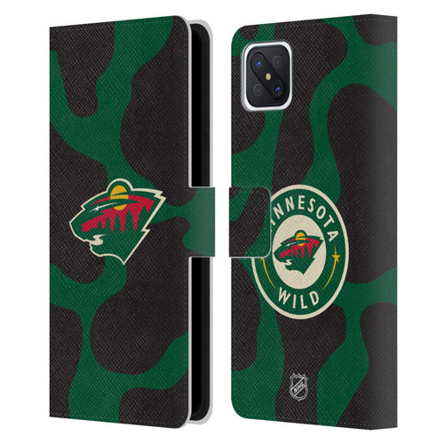 NHL Minnesota Wild Cow Pattern Leather Book Wallet Case Cover For OPPO Reno4 Z 5G