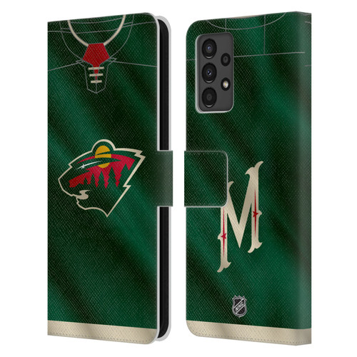 NHL Minnesota Wild Jersey Leather Book Wallet Case Cover For Samsung Galaxy A13 (2022)