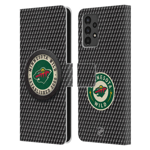 NHL Minnesota Wild Puck Texture Leather Book Wallet Case Cover For Samsung Galaxy A13 (2022)