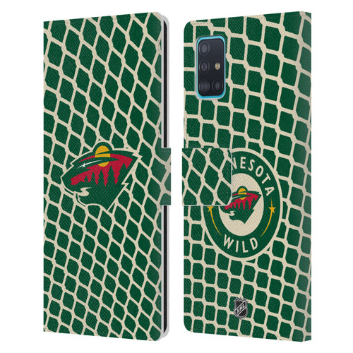 NHL Minnesota Wild Net Pattern Leather Book Wallet Case Cover For Samsung Galaxy A51 (2019)