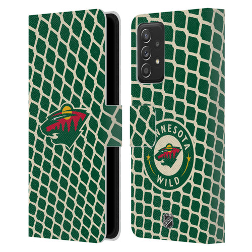 NHL Minnesota Wild Net Pattern Leather Book Wallet Case Cover For Samsung Galaxy A53 5G (2022)