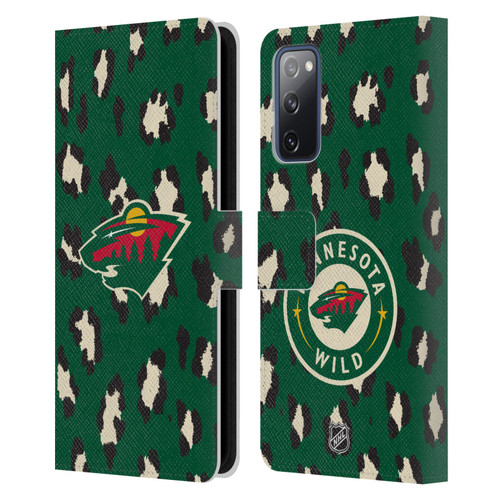 NHL Minnesota Wild Leopard Patten Leather Book Wallet Case Cover For Samsung Galaxy S20 FE / 5G