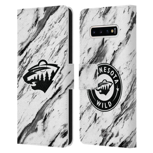 NHL Minnesota Wild Marble Leather Book Wallet Case Cover For Samsung Galaxy S10+ / S10 Plus