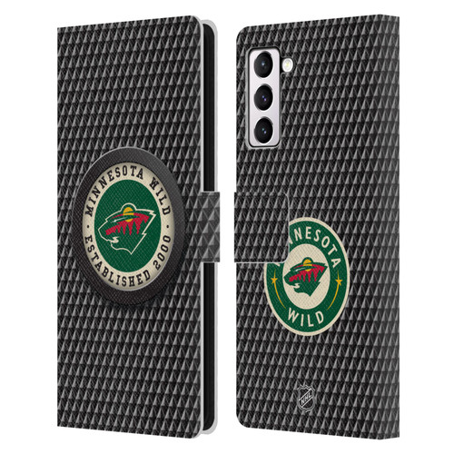 NHL Minnesota Wild Puck Texture Leather Book Wallet Case Cover For Samsung Galaxy S21+ 5G