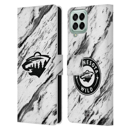 NHL Minnesota Wild Marble Leather Book Wallet Case Cover For Samsung Galaxy M53 (2022)