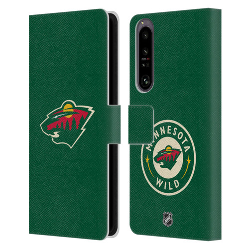NHL Minnesota Wild Plain Leather Book Wallet Case Cover For Sony Xperia 1 IV