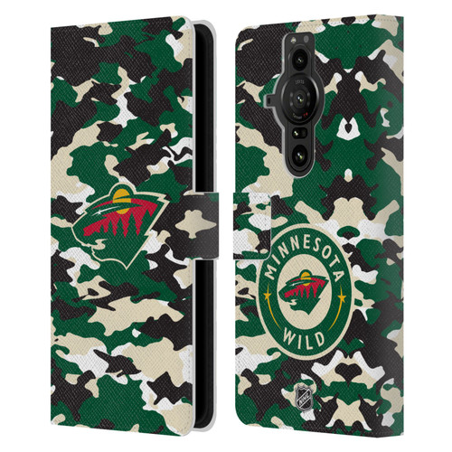 NHL Minnesota Wild Camouflage Leather Book Wallet Case Cover For Sony Xperia Pro-I