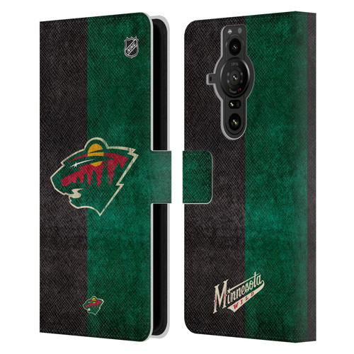 NHL Minnesota Wild Half Distressed Leather Book Wallet Case Cover For Sony Xperia Pro-I