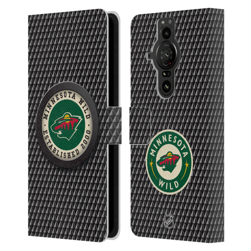 NHL Minnesota Wild Puck Texture Leather Book Wallet Case Cover For Sony Xperia Pro-I