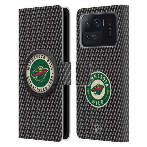 NHL Minnesota Wild Puck Texture Leather Book Wallet Case Cover For Xiaomi Mi 11 Ultra