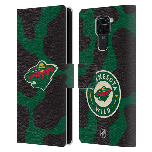 NHL Minnesota Wild Cow Pattern Leather Book Wallet Case Cover For Xiaomi Redmi Note 9 / Redmi 10X 4G