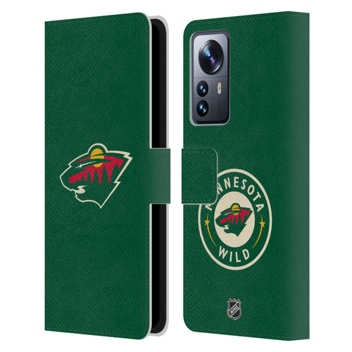 NHL Minnesota Wild Plain Leather Book Wallet Case Cover For Xiaomi 12 Pro
