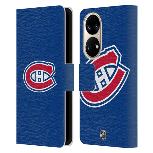 NHL Montreal Canadiens Plain Leather Book Wallet Case Cover For Huawei P50