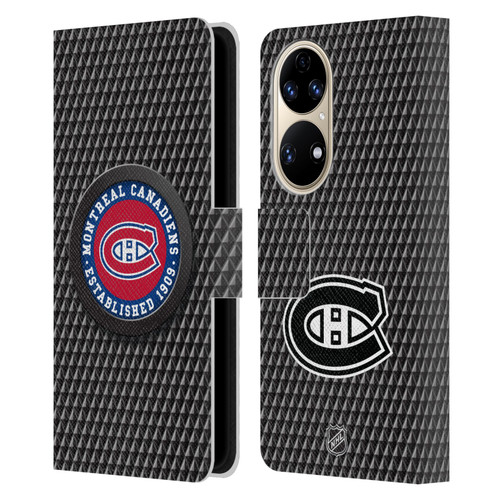 NHL Montreal Canadiens Puck Texture Leather Book Wallet Case Cover For Huawei P50